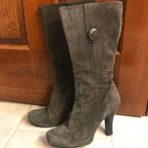 franco sarto grey suede boots